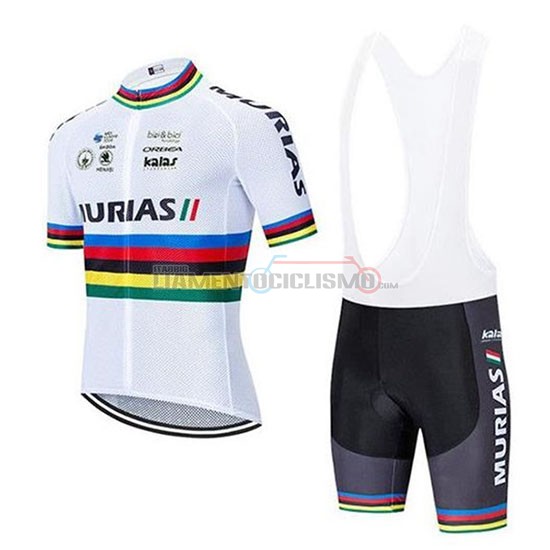 Abbigliamento Ciclismo UCI Mondo Campione Euskadi Murias Manica Corta 2020 Bianco